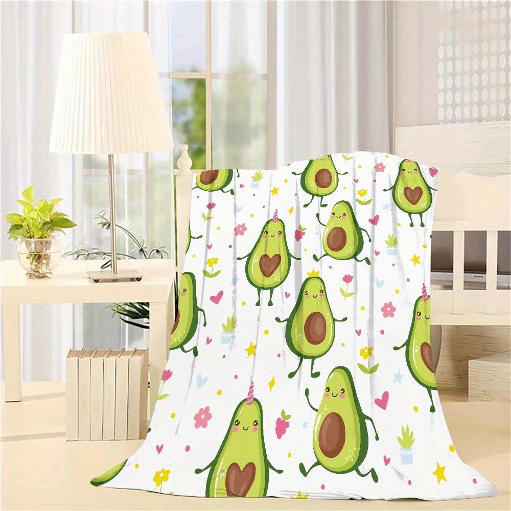 Cartoon Avocado Blanket Flannel Multi-Functional Towel Quilt Four Seasons Air Conditioner Blanket Lunch Break Shawl Fleece Blanket