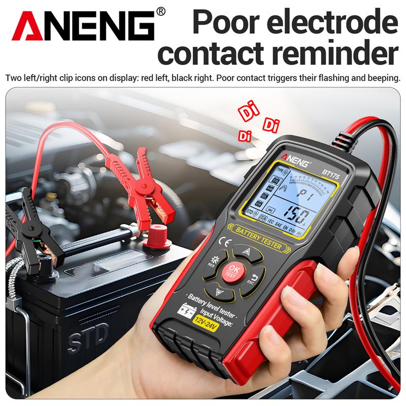 12V 24V Car Lead-Acid Battery Tester Analyzer Auto Load Test ANENG BT175 50~ 1999CCA Charging Circuit Loads Diagnostic Tools