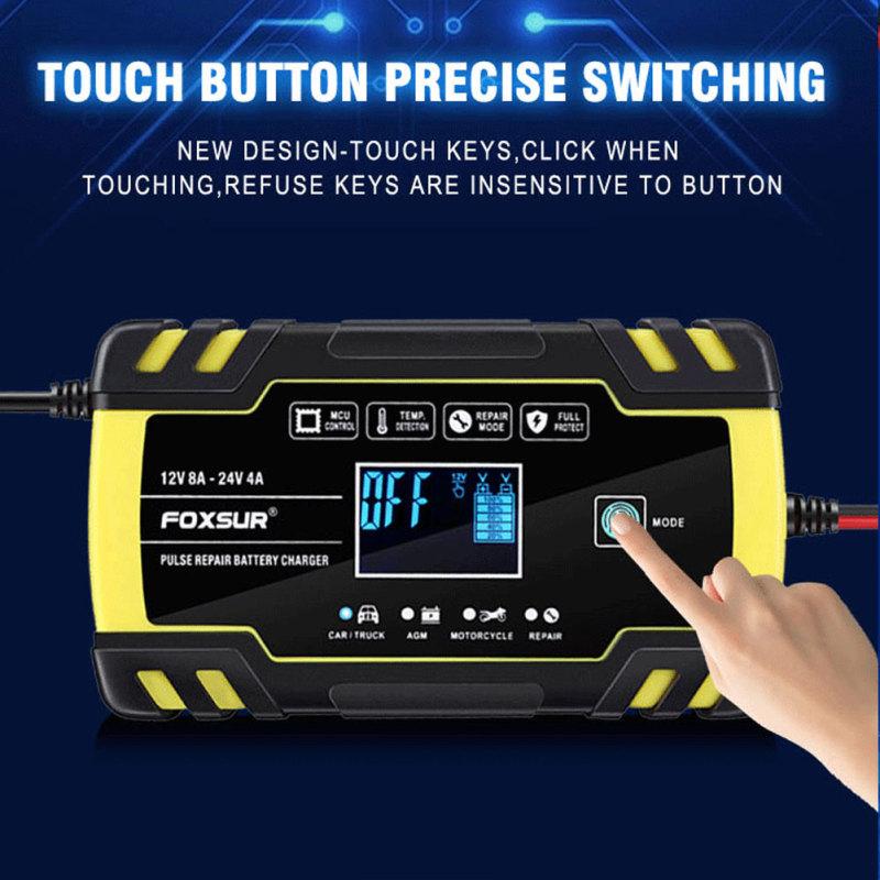 12V 8A/24V 4A Автомобильное зарядное устройство 3 этапа автоматической зарядки для свинцово-кислотного грузовика, мотоцикла