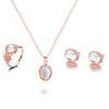 3 Pcs/set of Natural Opal Jewelry Set Crystal Gemstone Pendant Necklace Earrings Ring Set