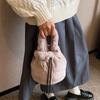 Autumn and Winter New Plush Bag Women's Korean Version Fashion Portable Bucket Bag Pumping Belt Simple Single Shoulder Oblique Span Hair Bag Women