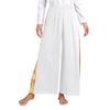 Womens Liturgical Dance Set Round Neck Long Sleeve Metallic Shiny Patchwork Irregular Dress Wide Leg Pants