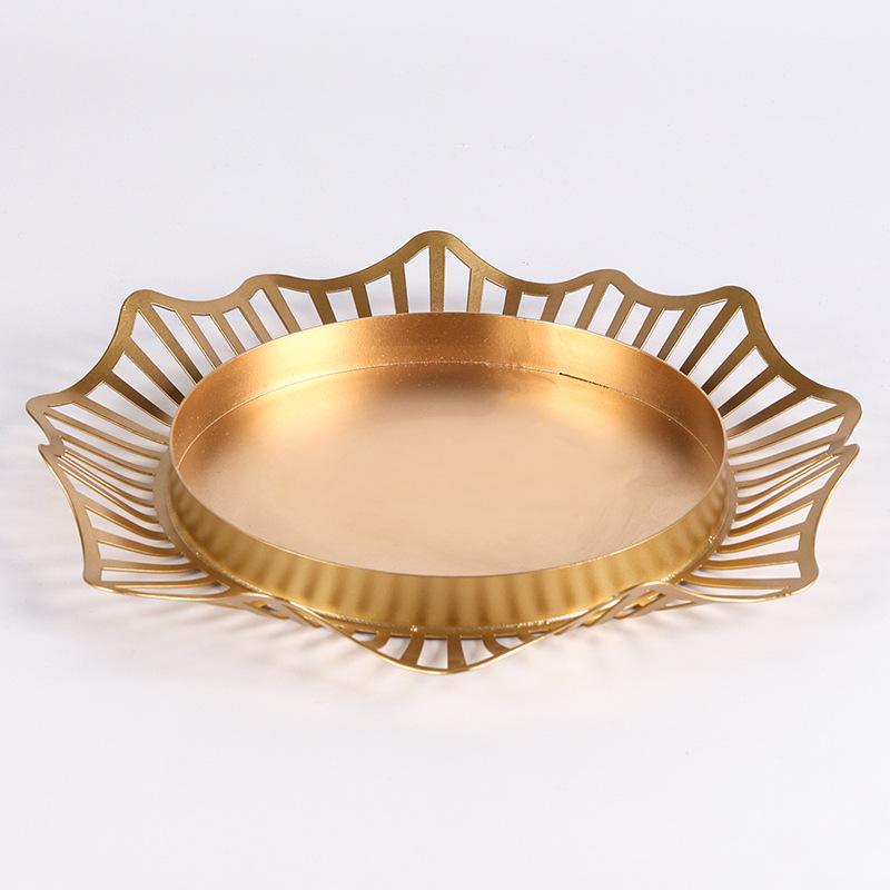 Современная легкая роскошная металлическая полая кружевная тарелка для фруктов, закусок, пирожных, фруктовая чаша, дизайнерские художественные креативные украшения для хранения