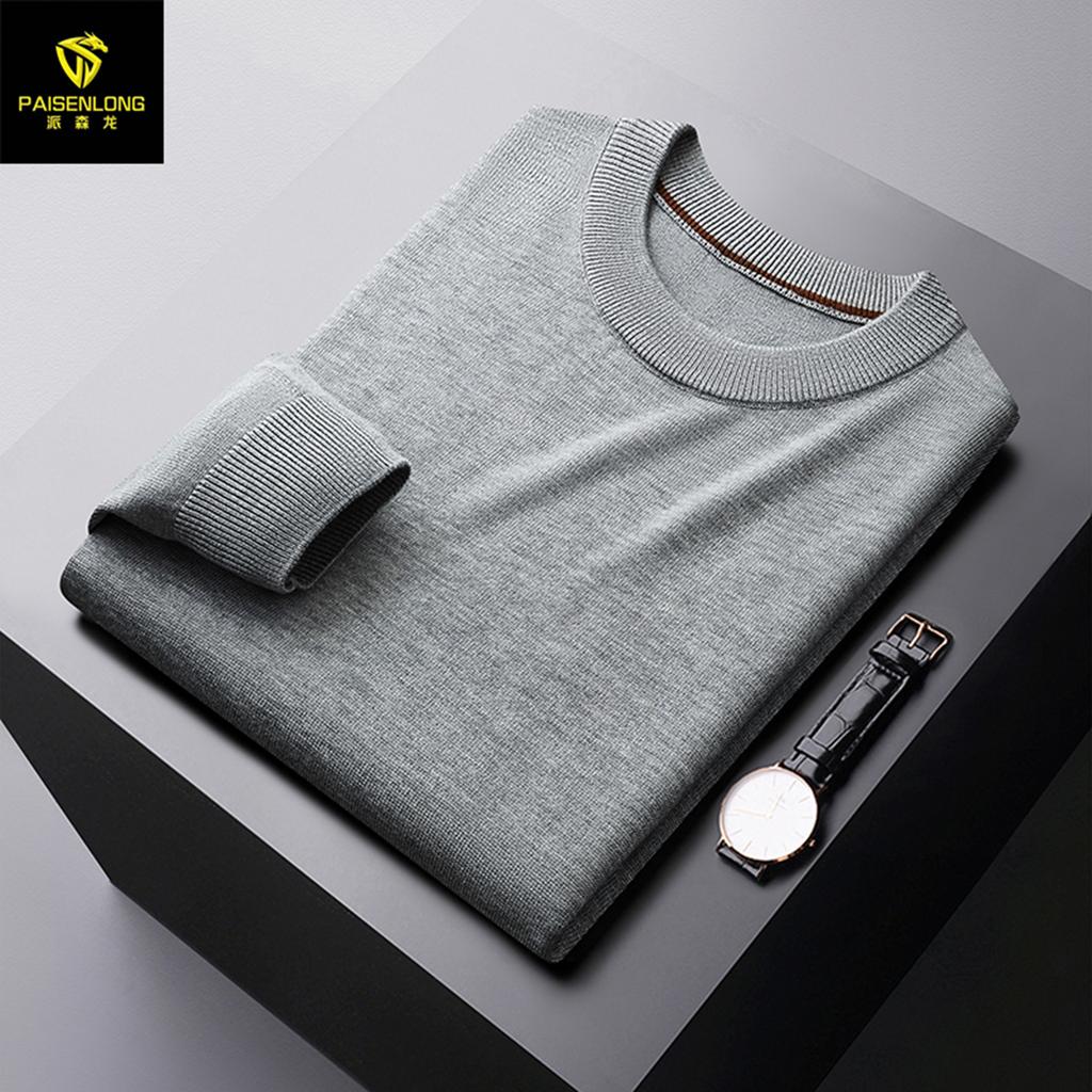 A Must For Keeping Warm In Autumn And Winter, Wool Skin-Friendly And Comfortable Crew Neck Black Sweater Men Wool Sweater Pullover Men Knitted Sweater
