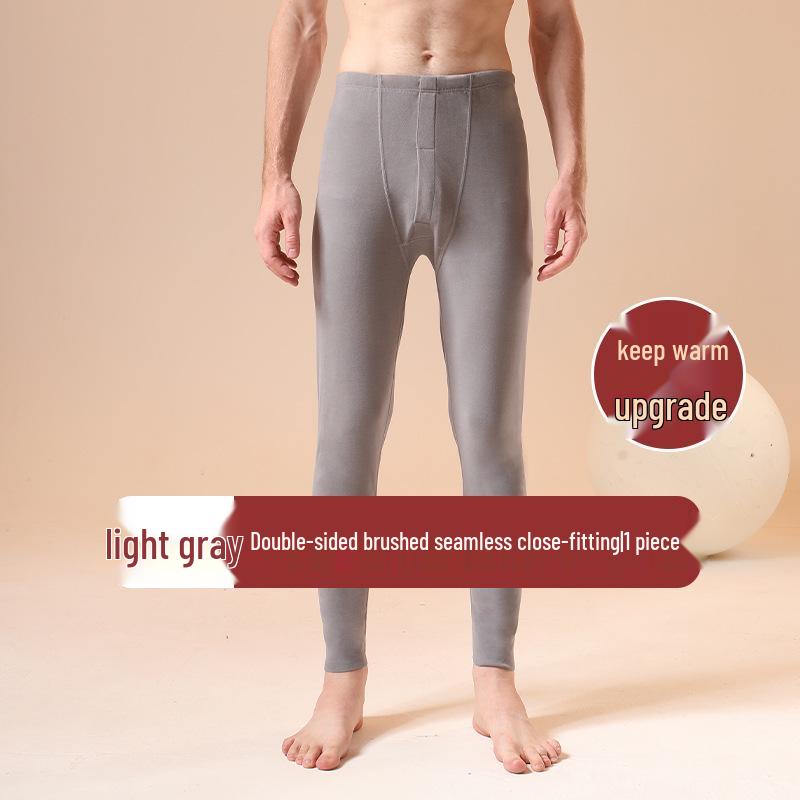 Мужские бесшовные термолеггинсы с высокой талией - Теплые осенние брюки из хлопка и шерсти