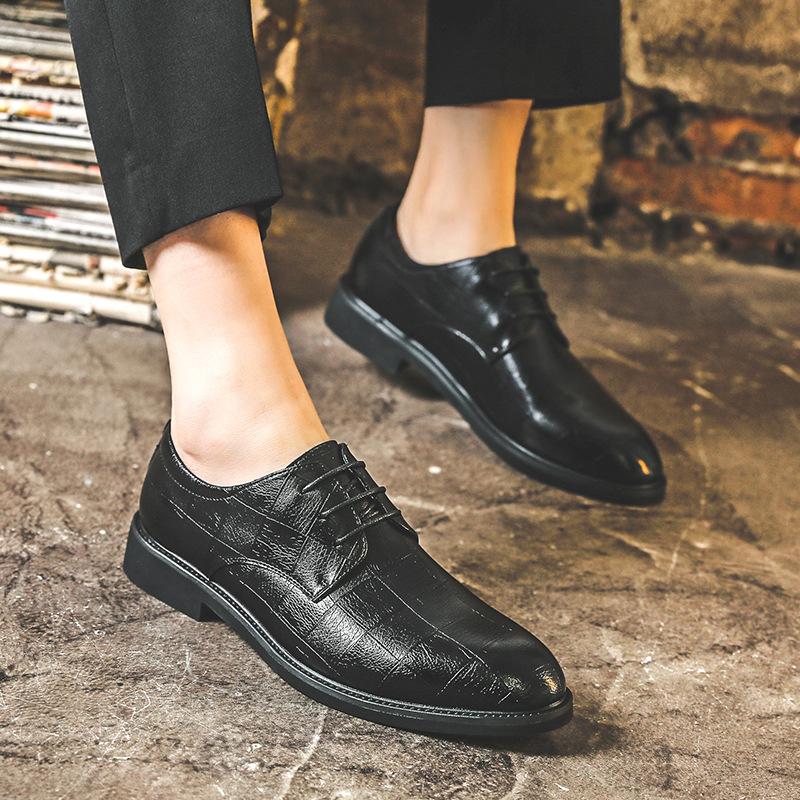 Весенне-осенний клетчатый узор повседневная корейская версия модные британские мужские деловые туфли из натуральной кожи с костюмом 66773-J