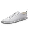 Men White Sneakers Laced Sneakers Men Low Top Casual Snearkers Skateboard Shoes Vulcanized Shoes Classic Genuine Leather