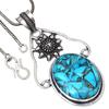 Pendant Blue Copper Turquoise Gemstone Handmade Ethnic Silver Jewelry 2.25"