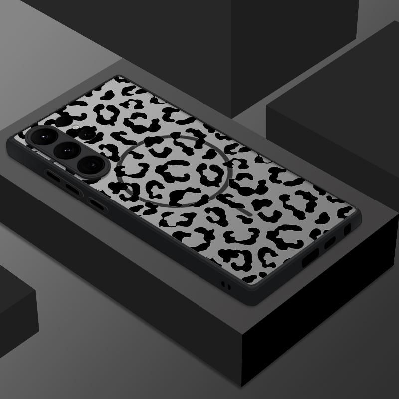 Магнитный чехол премиум-класса с леопардовым принтом для Samsung Galaxy S25 S24 S23 Ultra S22 Plus S21 S20 S24 FE Для Magsafe Матовый ПК чехол для телефона