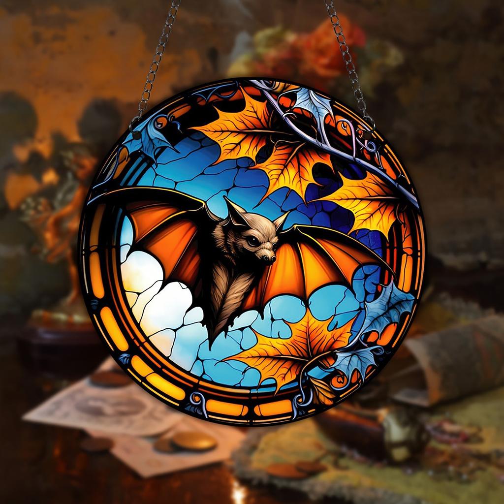 2D Holiday Pendants Halloween Acrylic Stained Glass Window Decorations Garden Decorations Home Porch Decorations