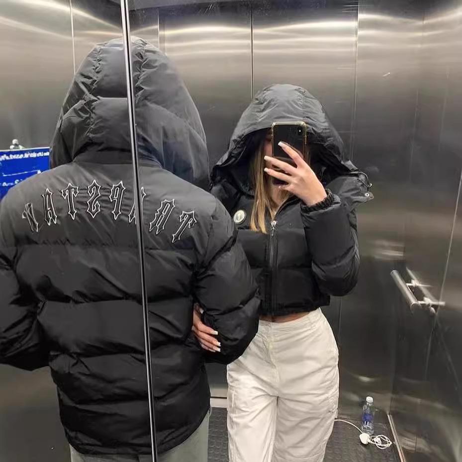 Trapstar Retro Cotton Jacket: Blue Letter Embroidery, Stand Collar, Couple Style Outerwear