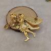 Золотое покрытие, маркировка Kf, европейские и американские товары, трехмерная цветная глазурь, точечное сверление, брошь «Летающая фея».