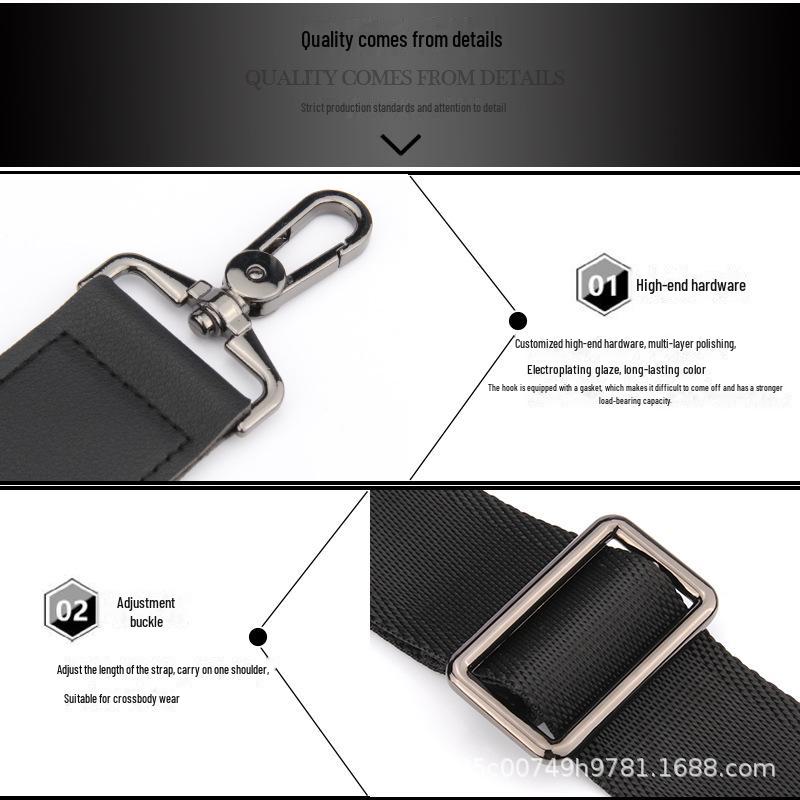 Мужской черный кожаный ремень через плечо для аксессуаров рюкзака и портфеля.