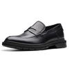 Clarks Кожаные Формальные Бизнес-Туфли Круглый Носок Без Шнурков Простые Повседневные Мужская Обувь Черный 261769297