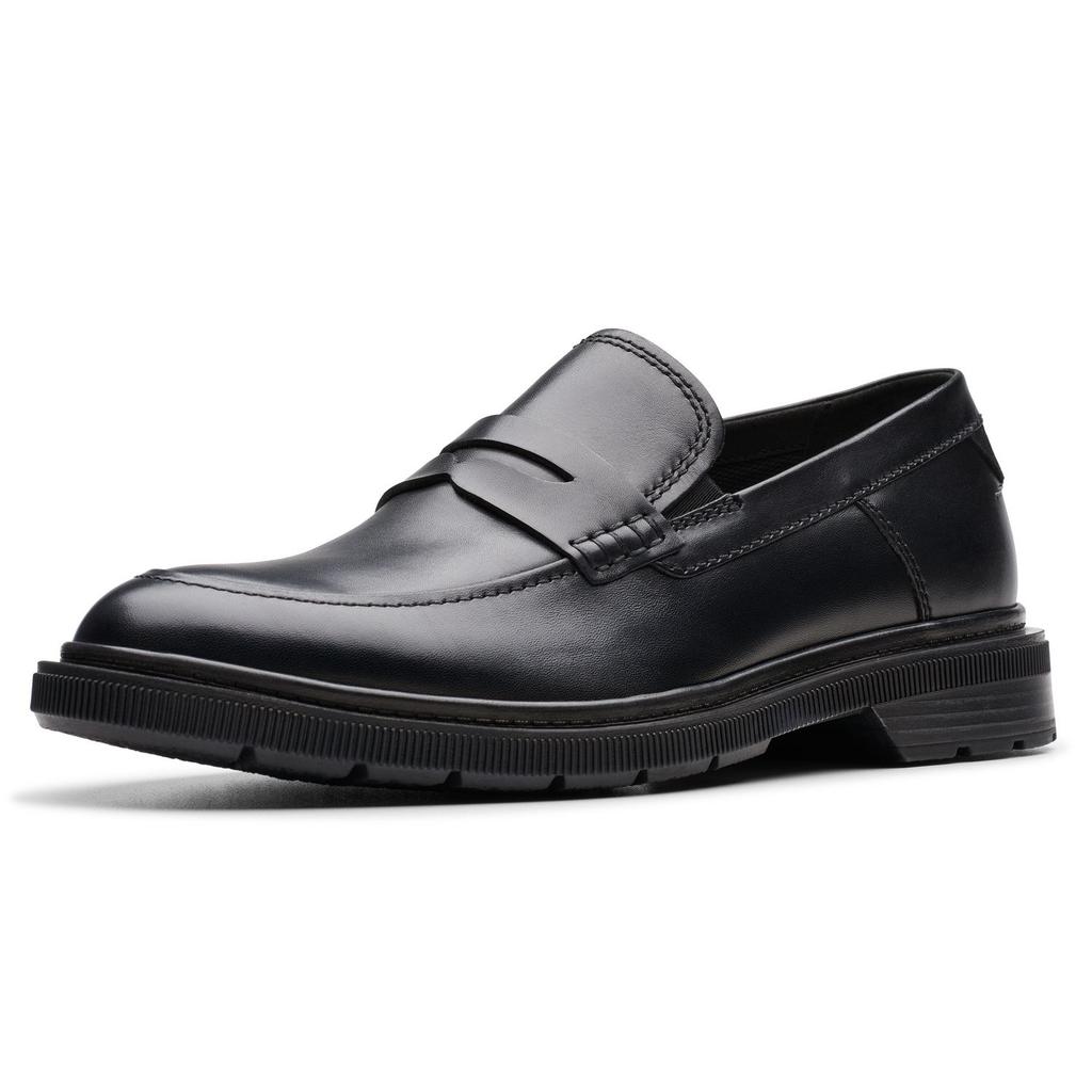 Clarks Кожаные Формальные Бизнес-Туфли Круглый Носок Без Шнурков Простые Повседневные Мужская Обувь Черный 261769297