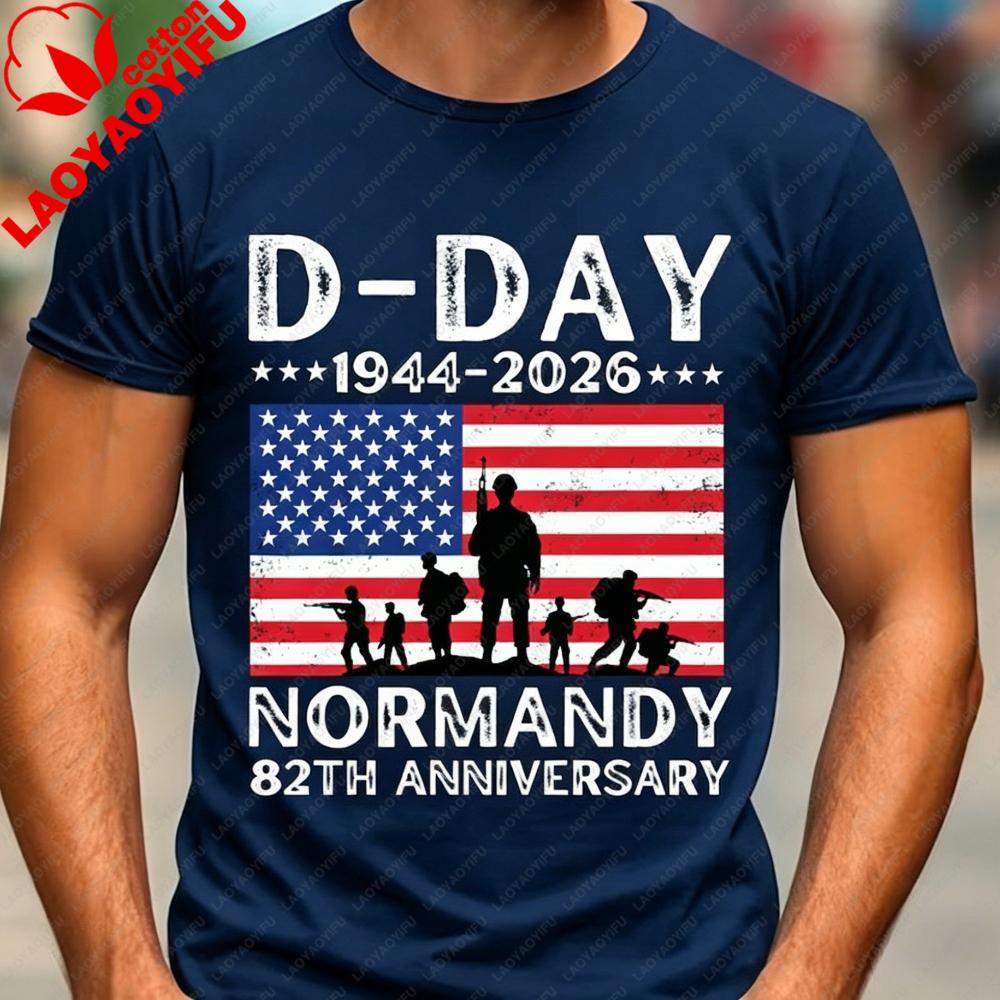 DDay Shirt 82th Anniversary Normandy 19442026 TShirt D Day 06 Jun 1944 Memorial Clothing Men Crewneck Cotton Short Sleeve