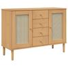 SENJA Sideboard Rattan Style Brown 112 x 40 x 80 cm Pine Wood