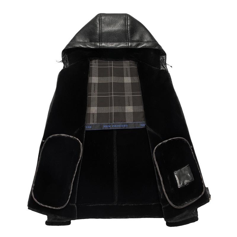 WTEMPO Плюшевые куртки средней длины с капюшоном на молнии, утолщенные куртки из искусственного меха для катания на лыжах, зимние теплые куртки из искусственной кожи, ветрозащитные, защищающие от холода, мужские куртки