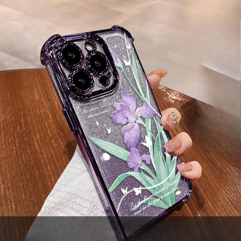 Подставка Iris Подходит для чехла для мобильного телефона Apple 15 Promax 14 Гальванизированная Подушка безопасности на четырех углах 13 Высококлассное ощущение 11 Нишевый
