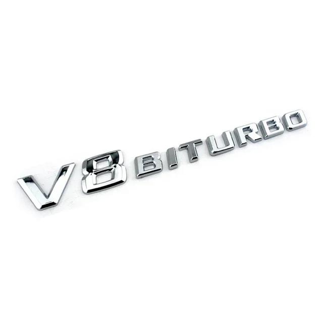 DCGO2 3D Side Fender V8 BITURBO Letters Logo Badge Sticker For Mercedes Benz AMG A C E S G M Class CLA GLA GLB GLC GLE SLS SLK SL CL