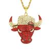 Diamond-Studded Bull Head Pendant: Punk Men's Necklace