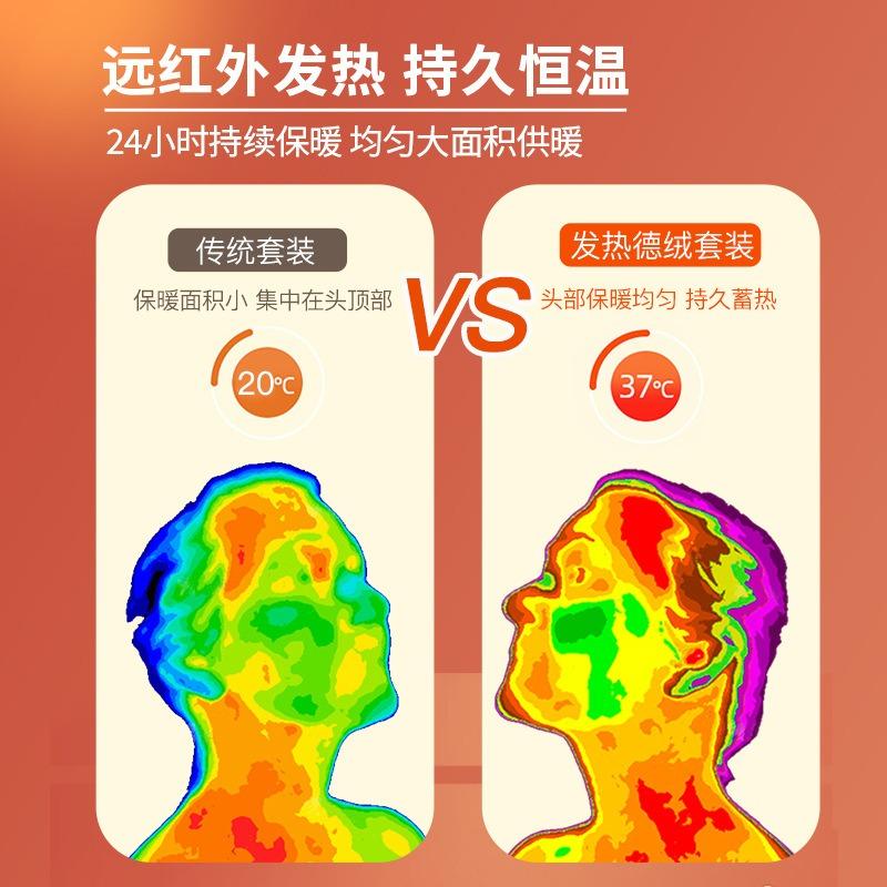 Adult Warm Self-heating German Velvet Three-piece Set Outdoor Knitted Hat Scarf Gloves Three-piece Set Winter