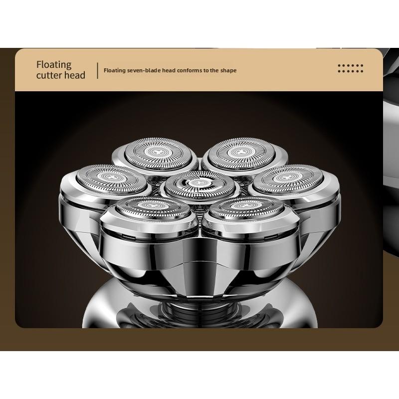 Shaved Head Haircut Intelligent Men's Clean-shaven Head Seven-blade Head Electric Shaving Razor Rechargeable Beard Scraper