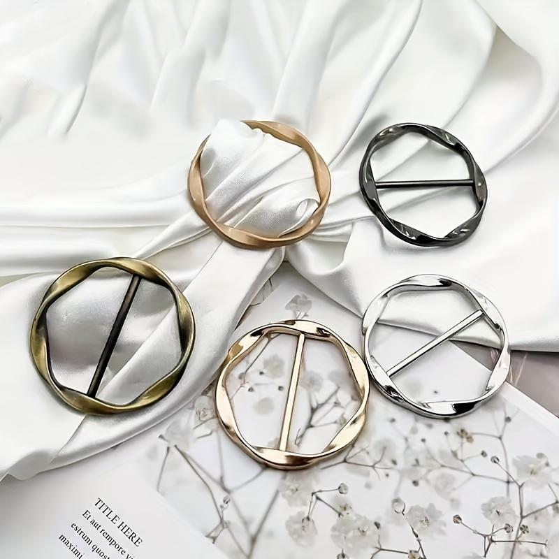 2/3pcs Three-speed Buckle, Aluminum Alloy T-shirt Garment Knotted Buckle Metal Circle Rings Women's Retro Cardigan Sweater Shawl Shirt Collar Clothes