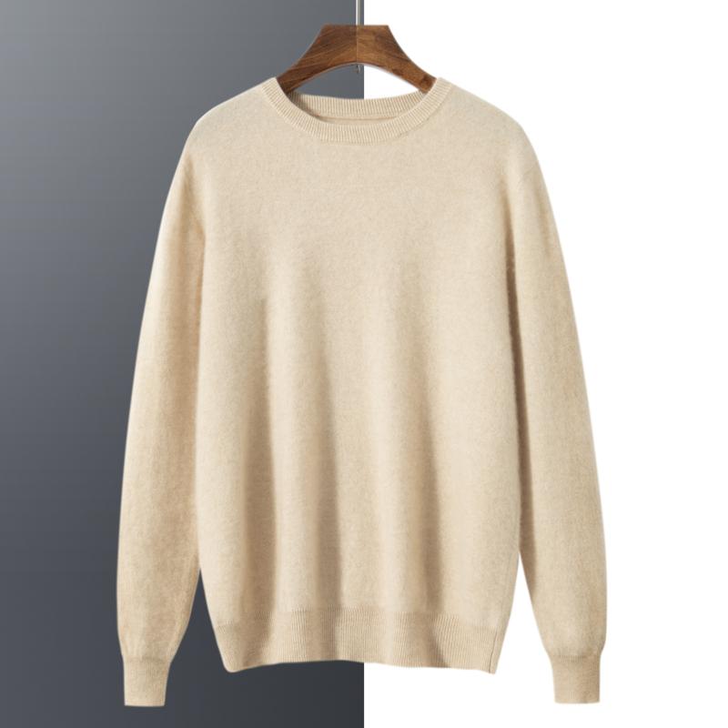 Men's Round Neck Sweater Qinghe Cashmere 100% Cashmere Men's Autumn and Winter Cashmere Soft and Warm