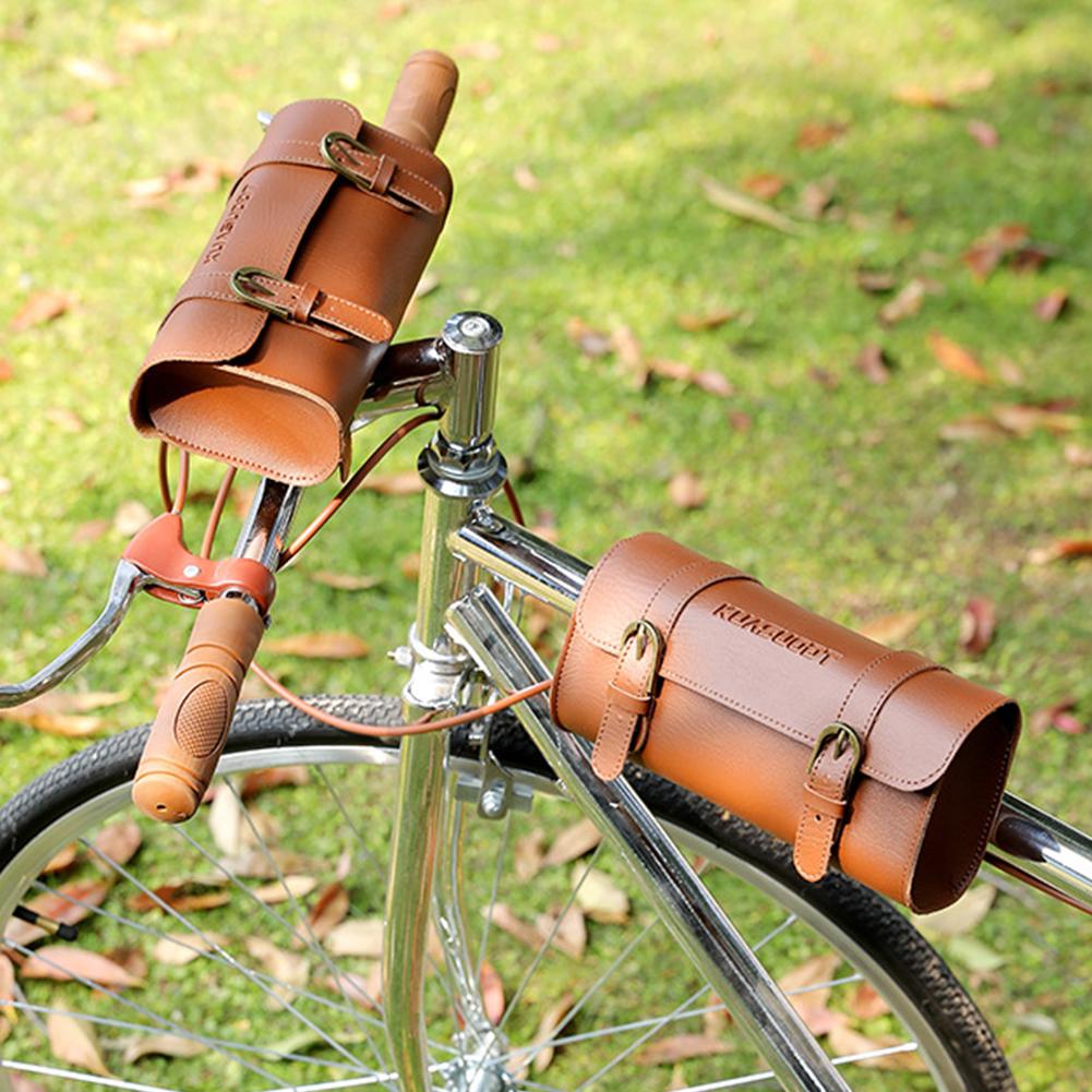 Motorcycle Saddle Storage Bag Leather Bicycle Front Fork Tail Tool Bag Large Capacity Riding Vintage Bike Bag Bike Accessories