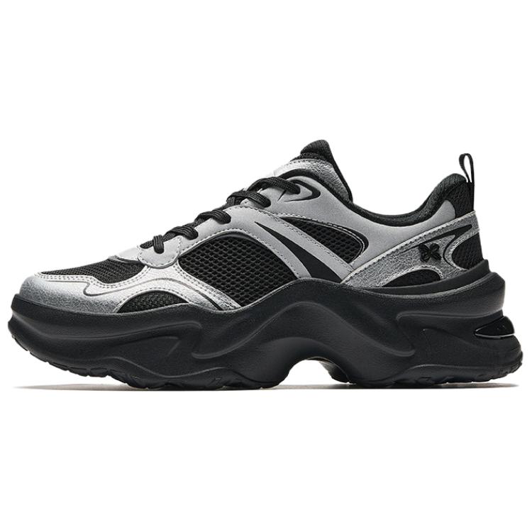 Anta Wear resistant And Lightweight Low top Chunky Sneakers Women's Black Silver Sneakers 922528821-4