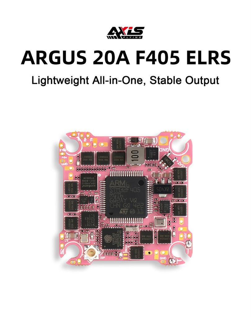 Axisflying ARGUS F405 20A AIO F4 Flight Controller With 3-4S ESC Built-in ELRS 2.4GHz Receiver for RC FPV Racing Drones