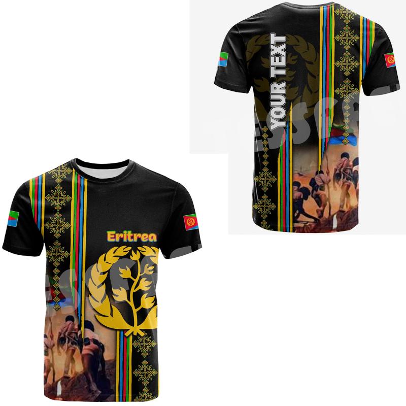Футболки с флагом Эритреи, логотип Эритреи, футболки с 3D принтом, топы, футболки с коротким рукавом, повседневная уличная одежда с круглым вырезом, футболка Abrham Eritrea