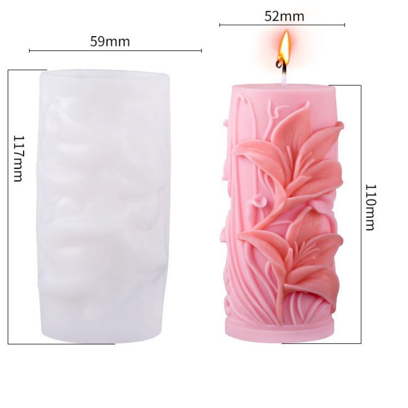 Flower Cylindrical Candle Mold Lavender Tulip Sunflower Lily Silicone Mold Candle Making Tools DIY Gypsum Aromatherapy Molds