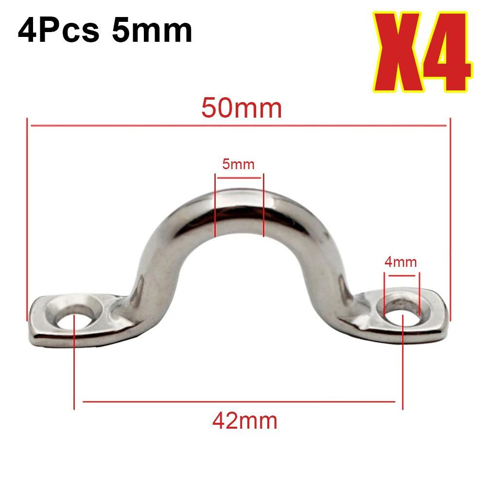 4Pcs 5/6/8mm Wire Eye Straps 316 Stainless Steel Deck Loop  Canopy Engines Accessories