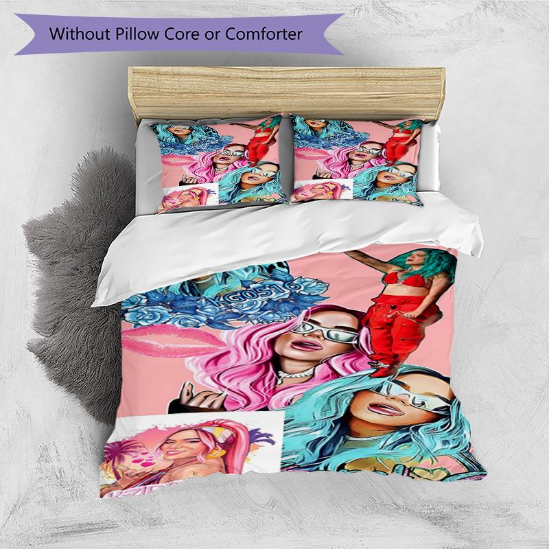 3pcs Duvet Cover Set (1*Duvet Cover + 2*Pillowcase, Without Core), Karol G Print Bedding Set, Bedroom Decor, All‑Season, Birthday Gift