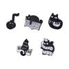 Purring Kitten Black Cat Enamel Pin Cartoon Beating Note Brooch Exquisite Piano Cat Badge  Skirts