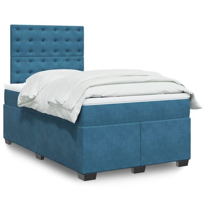 Maison Exclusive - Sommier à lattes de lit et matelas bleu 120x190 cm velours