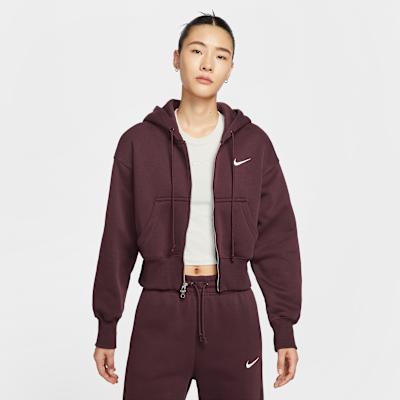 Женская куртка NSW PHNX FLC CROP FZ HDY Женская Бордовая