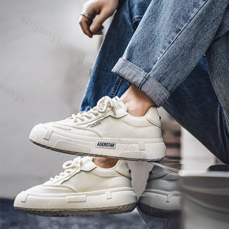 Мода Мужская Мода Тренд Повседневная Холщовая Обувь 2025 Новая Летняя Дышащая Универсальная Обувь на Толстой Подошве Удобные Низкие Массивные Кроссовки