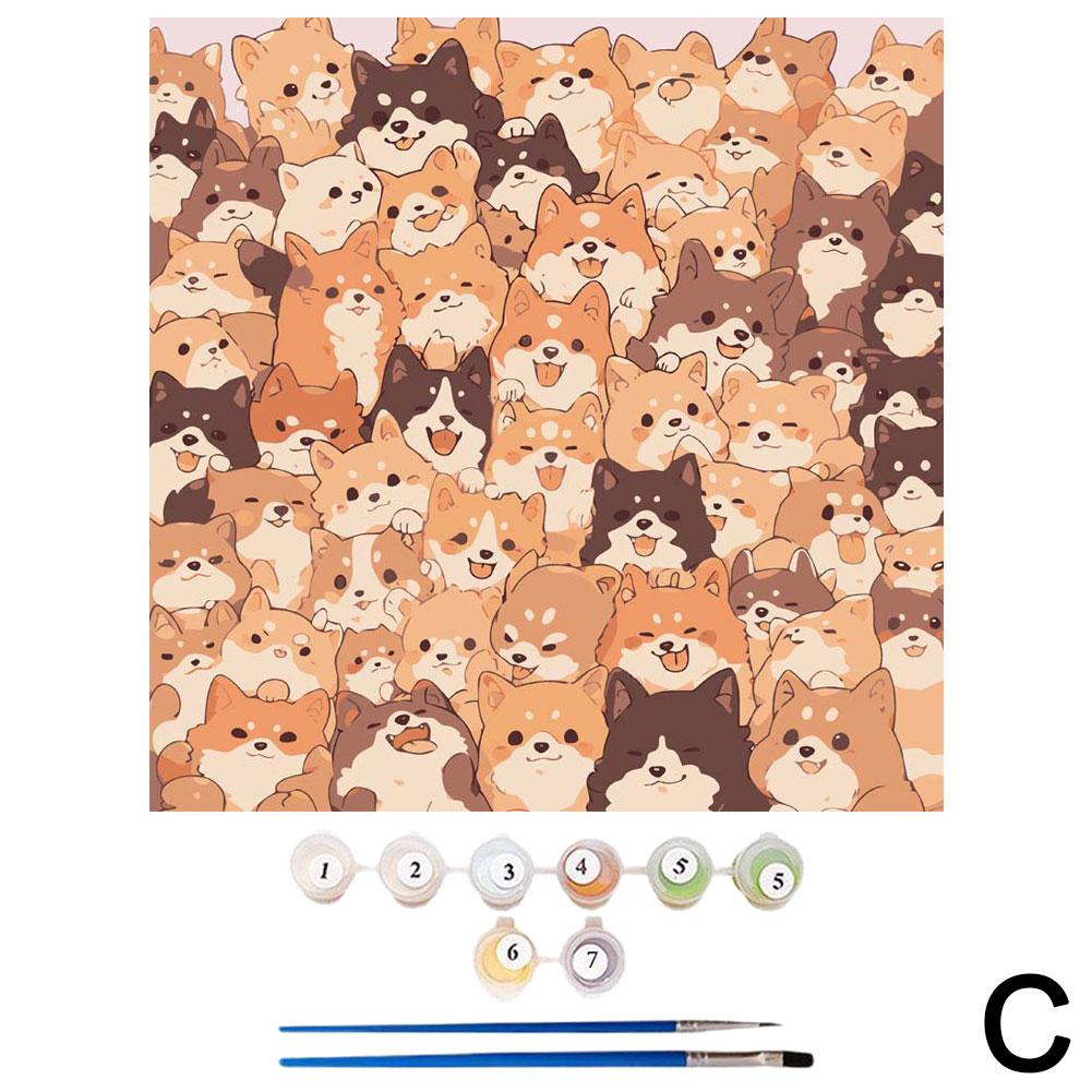 Creative Cute DIY Digital Oil Painting Cat Puppy Hand-painted Filled Oil Painting Patience And Concentration Training Home Decor