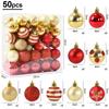 50Pcs/box Red Gold Christmas Balls Ornament Xmas Tree Hanging Pendant 2025 Christmas Decoration for Home 2026 New Year Gifts