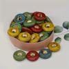 10 шт. Керамические бусины в форме круглых плоских дисков, круглые, для ожерелья, для подвески своими руками, с цветочной глазурью, мир, пуговица, россыпные фарфоровые бусины