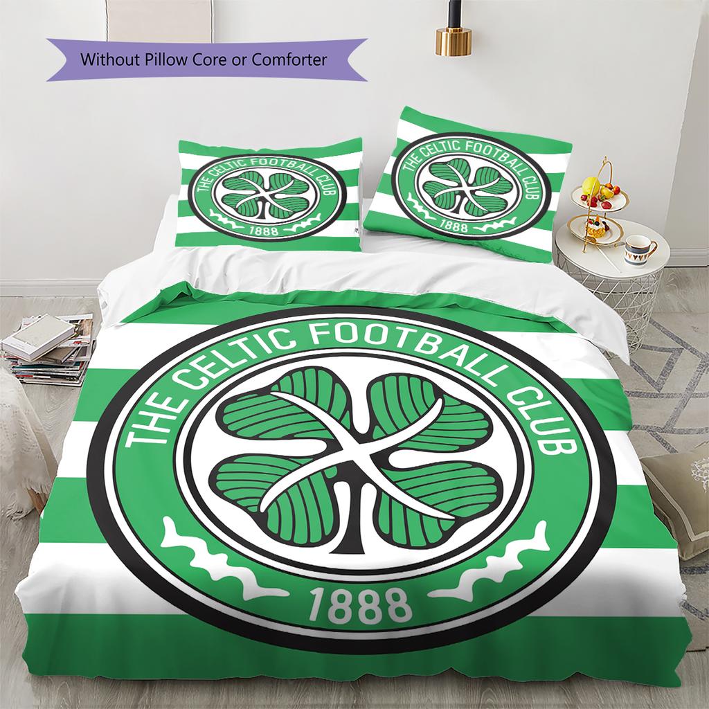 Celtic FC badge Pattern Bedding Home Decoration Birthday Gift (1 * duvet cover + 2 * pillowcase, without core)