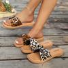Европейская и американская внешняя торговля цельная пряжка леопардовый принт большой размер женские плоские тапочки 2025 лето новые босоножки с открытым носком для пляжа