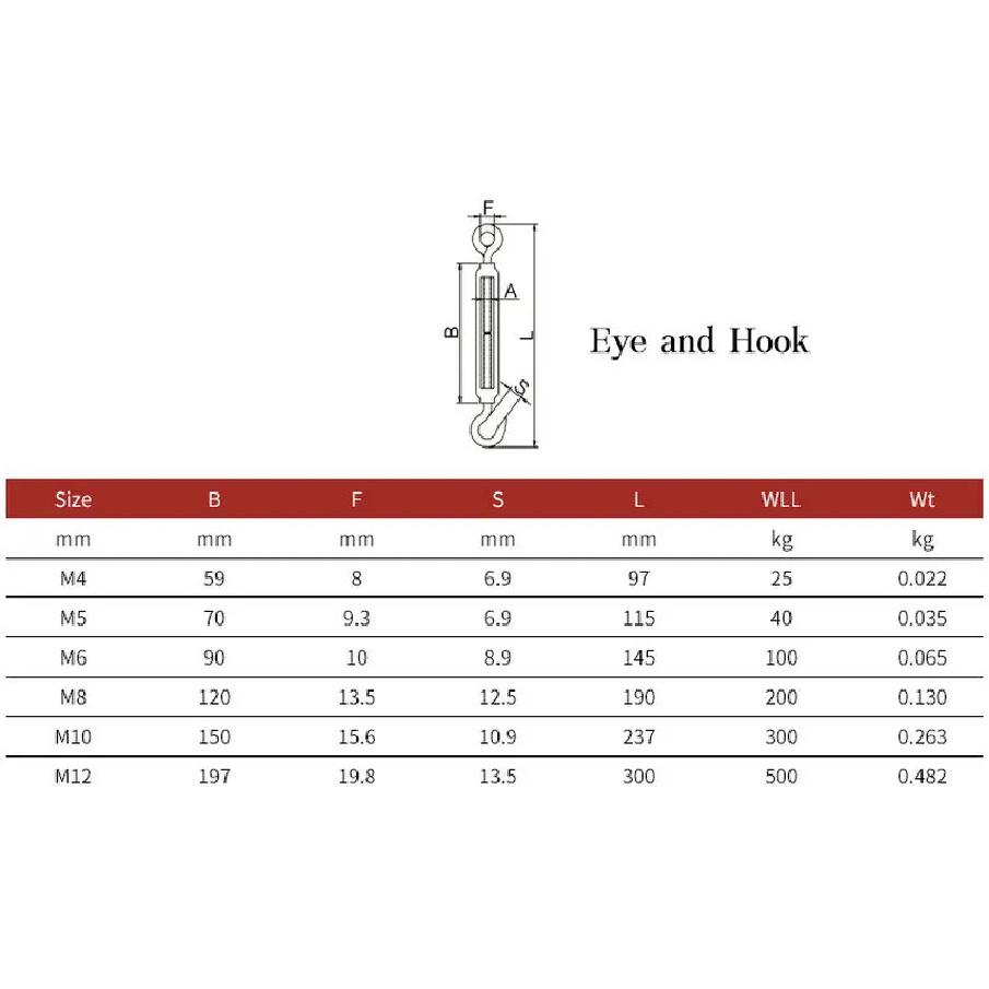 Stainless Steel 304 Adjust Chain Rigging Hooks & Eye OC OO CC Type Turnbuckle Wire Rope Tension Device