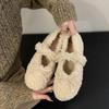 Маленькая высота, плюшевые туфли, женская обувь в иностранном стиле зимой, сказочные балетки, теплые хлопковые туфли Doudou