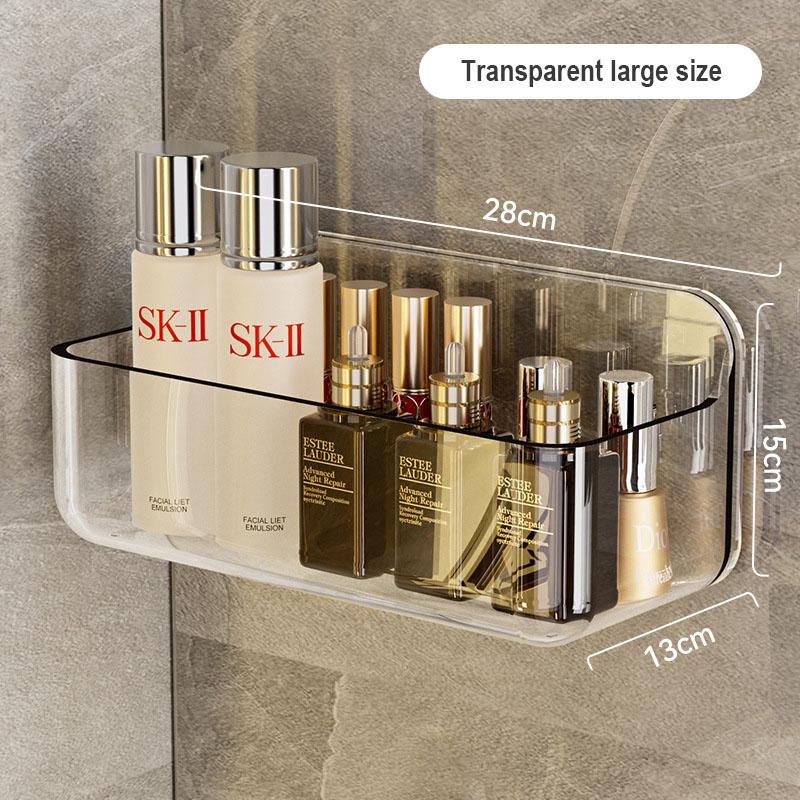 Wall Mounted Shower Shampoo Racks Shelves Organizer Non-drilling Removable Transparent PET Material Bathroom Storage Rack