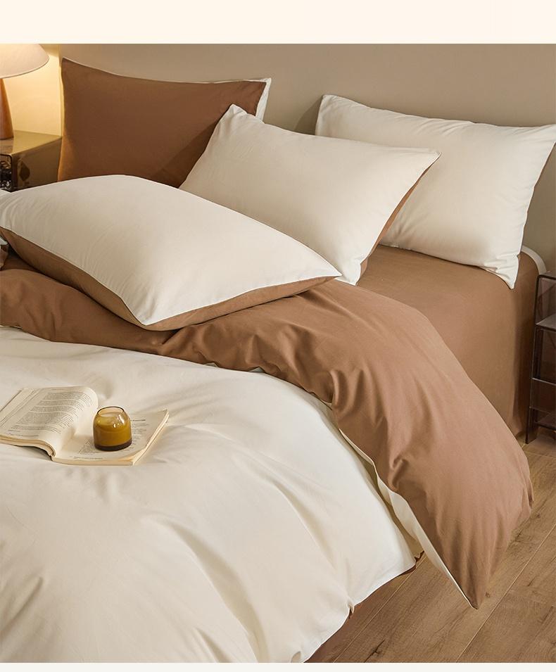 Sleep Grid Full Cotton Thickened Woolen Four Piece Set
