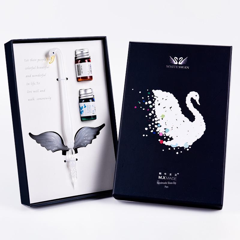 Colored Glass Dip Pen Gift Box - Signature & Creative Swatch Pen